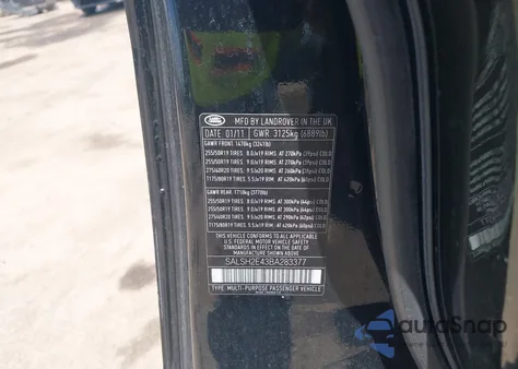 2011 Land Rover Range Rover Sport Supercharged z USA, uszkodzony, nr VIN SALSH2E43BA283377